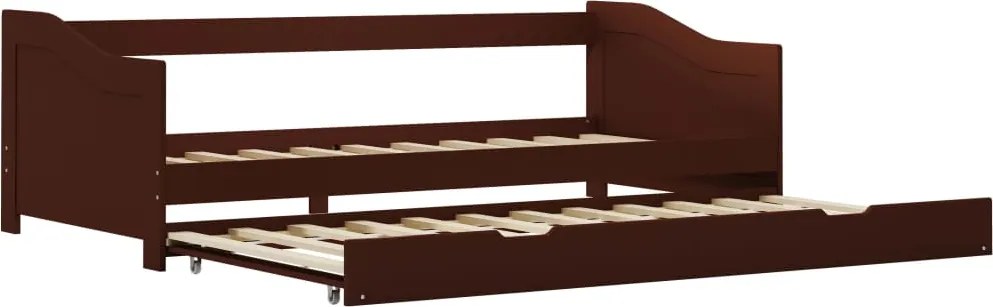 vidaXL Cadru pat canapea, extensibil, maro, 90 x 200 cm, lemn de pin