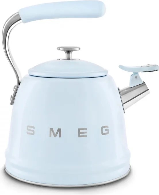 Ceainic cu fluier Smeg CKLW2001PB, 2,3 l, Toate plitele inclusiv inductie, Maner rece, Otel, Albastru pastel