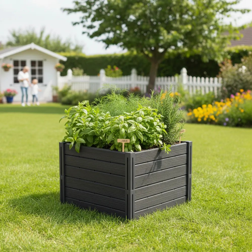 Strat înălțat BASE PLANT, 61x61x46cm, antracit Prosperplast