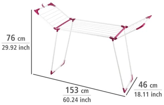 WENKO 3774021100 - Uscător de rufe SUMMER DRY 153 x 76 cm alb/roz