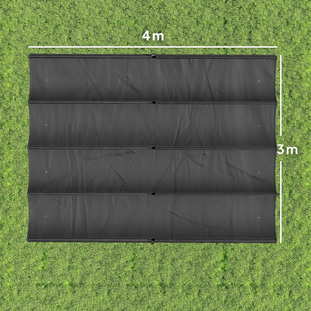 Outsunny Acoperiș Pergolă cu 8 Găuri de Drenaj, Material de Rezervă Pergolă din Poliester Respirabil, Doar Acoperire, 392x350 cm, UV30+, pentru Pergolă de Grădină 4x3m, Gri Închis | Aosom Romania