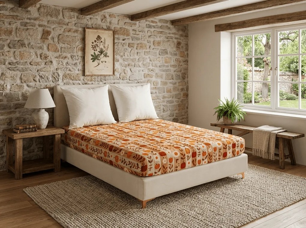 Cearsaf din microfibra PUMPKIN STRIPES colorat 90x200 cm