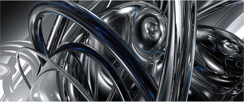 Tabloul cu abstracție gri cu albastru (120x50 cm)