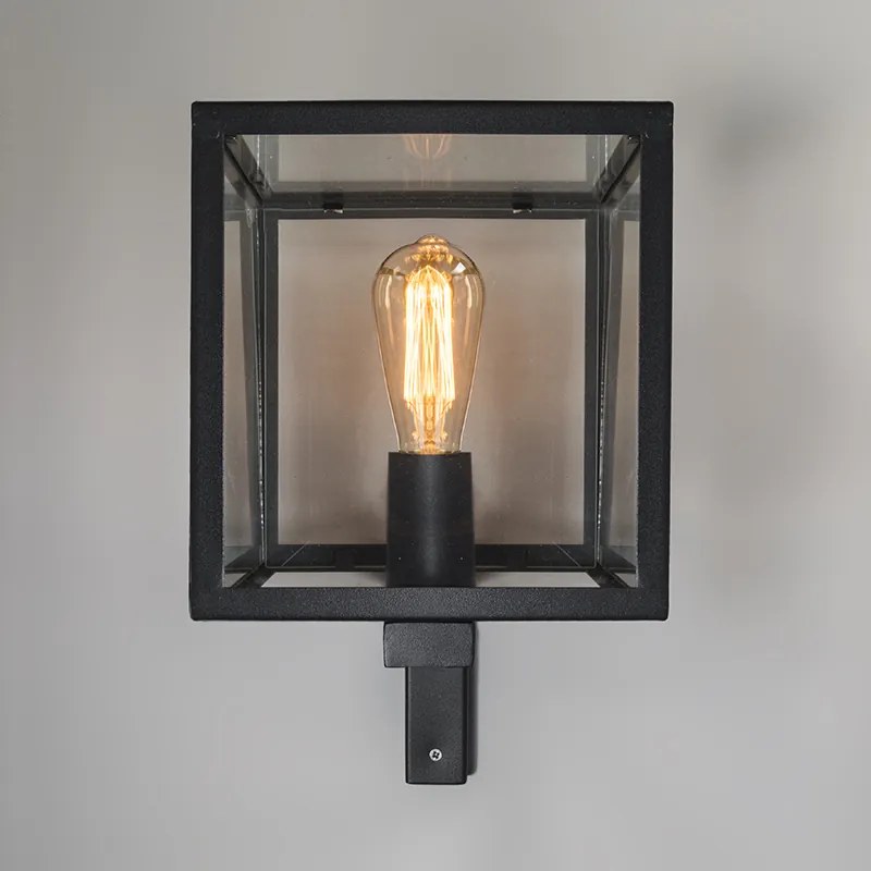 Lampă de perete exterioară pătrată industrială neagră IP23 - Rotterdam