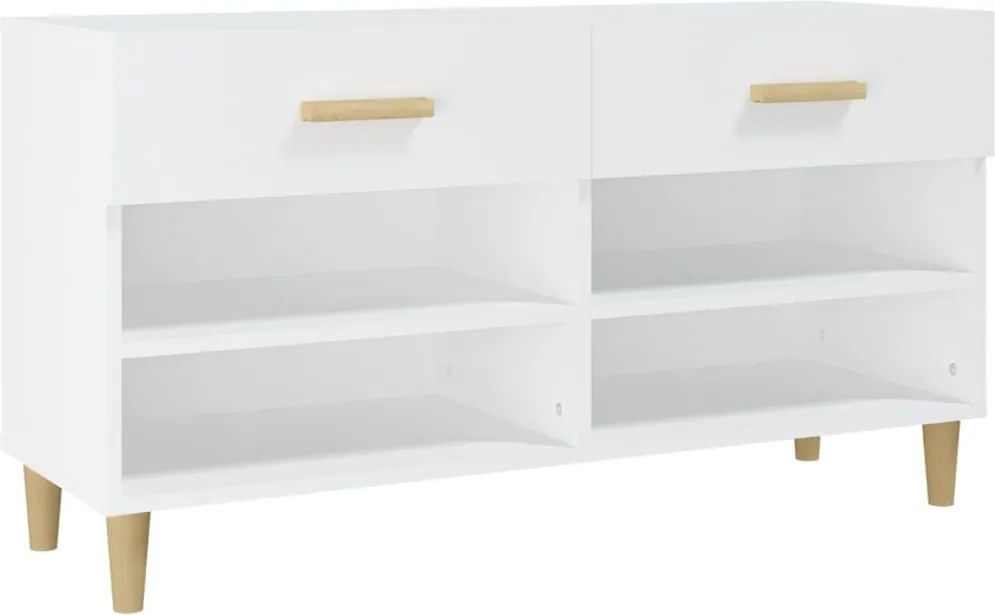 vidaXL Pantofar, alb, 102x35x55 cm, lemn compozit