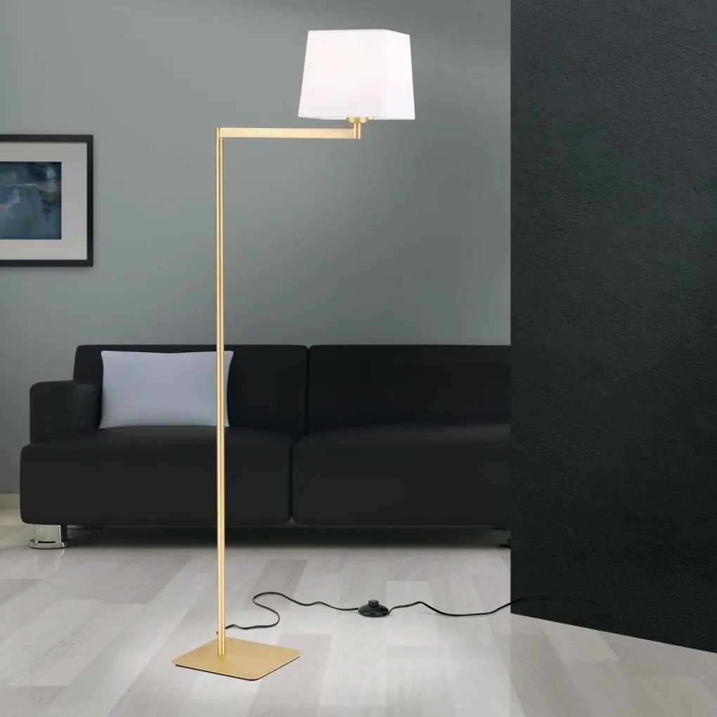 Lampadar/Lampa de podea pivotanta CARLTON alama/alb
