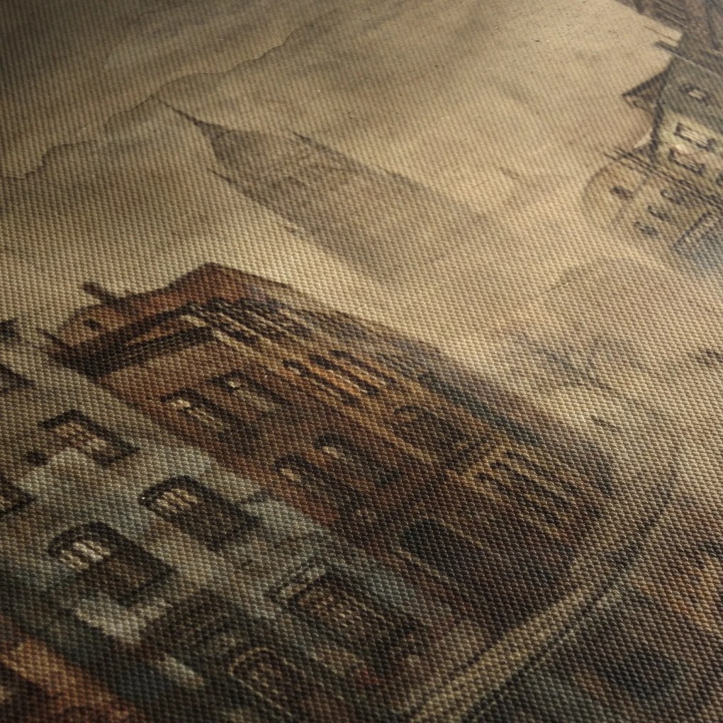 Tablou - Pictura orașului (cu ceas) (90x30 cm)