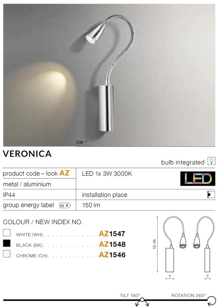 Aplica LED cu brat directionabil VERONICA crom