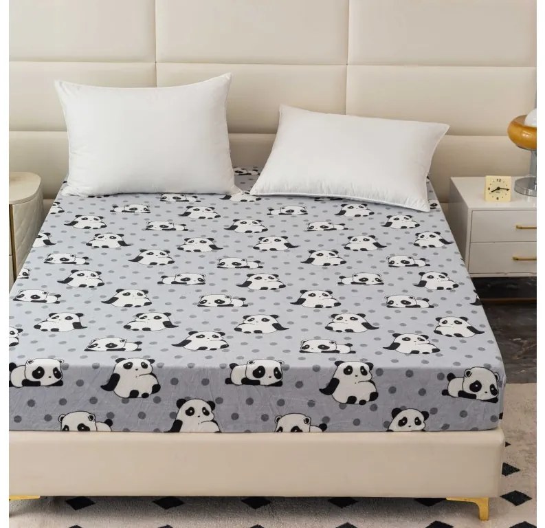 Cearsaf microplus PANDA 180x200 cm gri