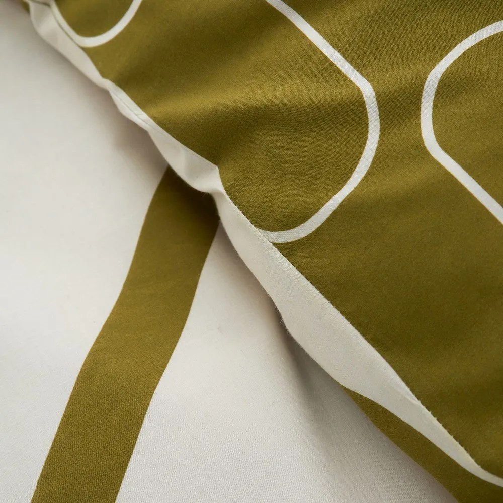 Lenjerie de pat kaki-bej pentru pat de o persoană 135x200 cm Linear Curve – Catherine Lansfield