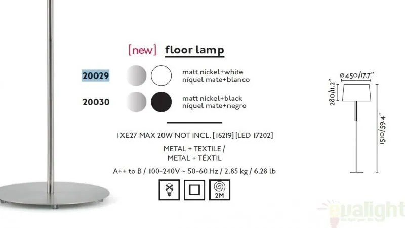 Lampadar / Lampa de podea moderna alba, VOLTA 20029