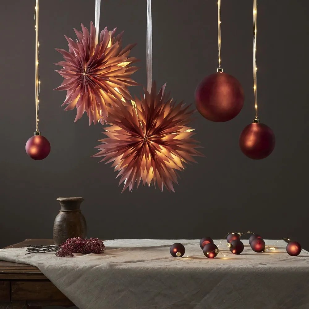 Decorațiune luminoasă burgundy ø 6 cm de Crăciun Bliss – Star Trading