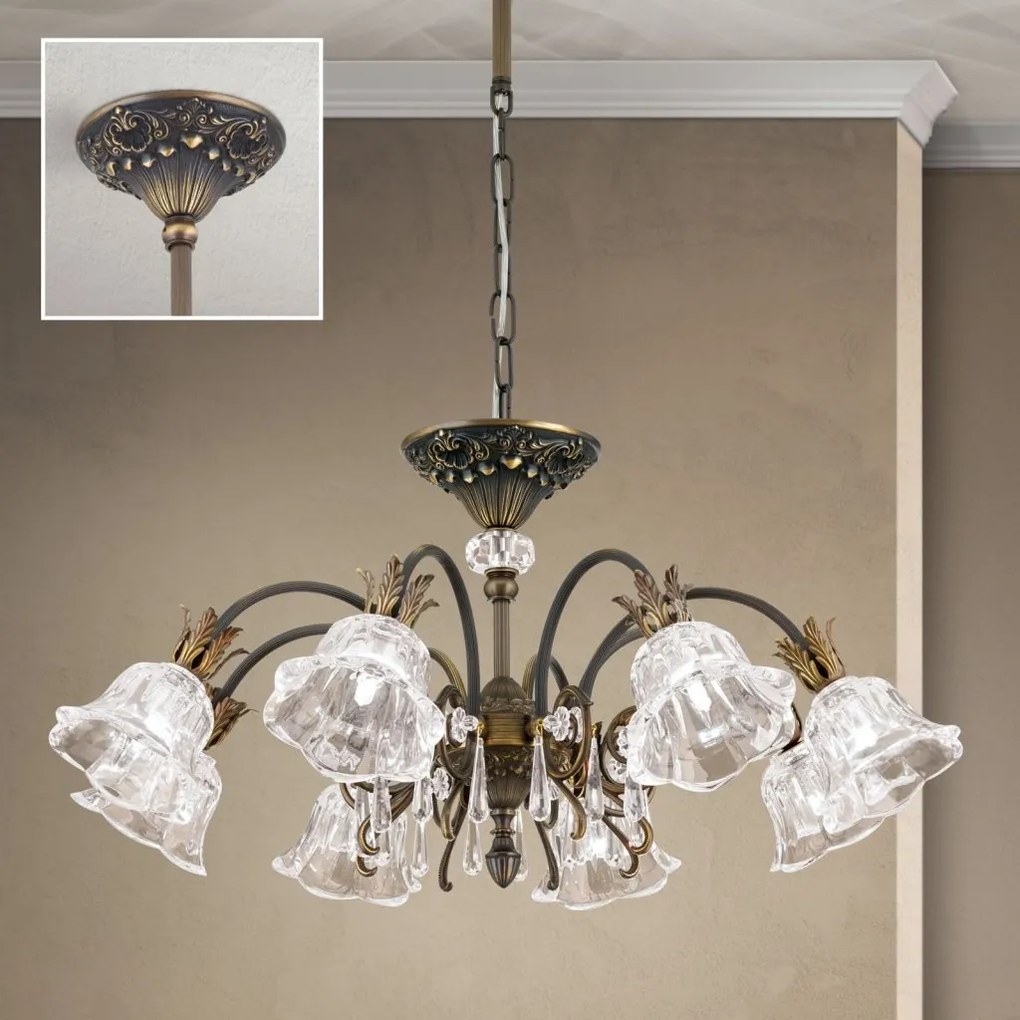 Candelabru cristal design lux LA BOHEME D-72cm 8L old patina