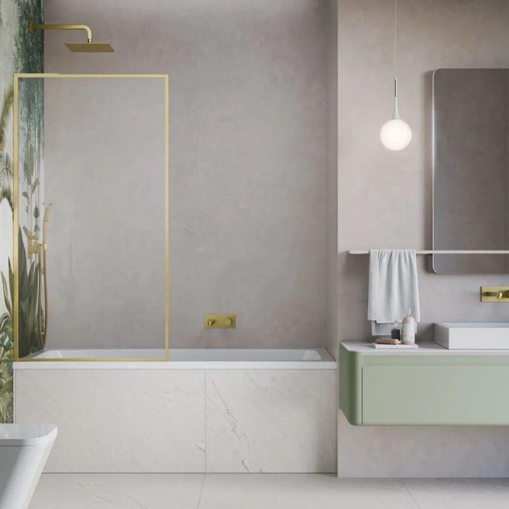 Paravan de cada Radaway Modo F SL PNJ II auriu periat-transparent 60x150 cm sticla 8 mm stanga