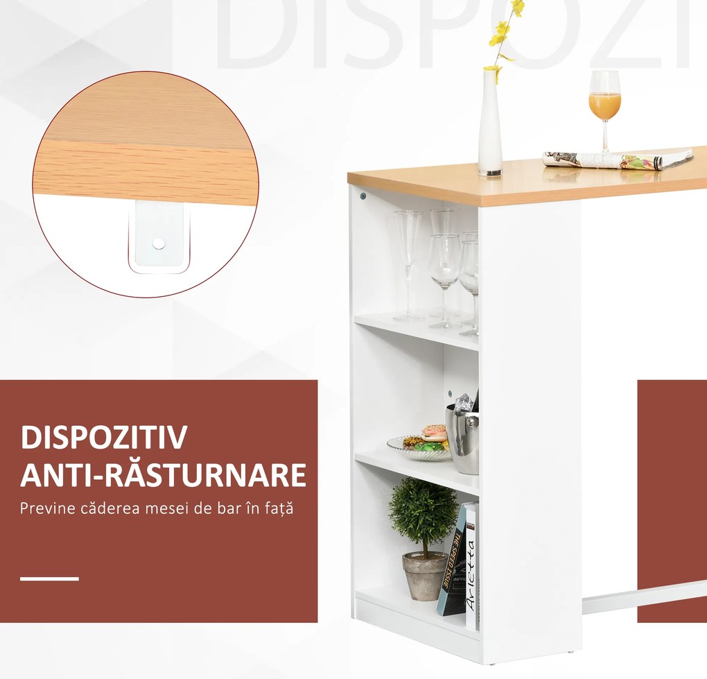 Masa tip bar HOMCOM, pentru bucatarie, masa inalta, tejghea | Aosom Romania
