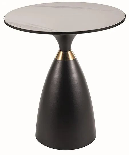 Masa de cafea Gemini marmura alba/negru/auriu - d50 x h56 cm