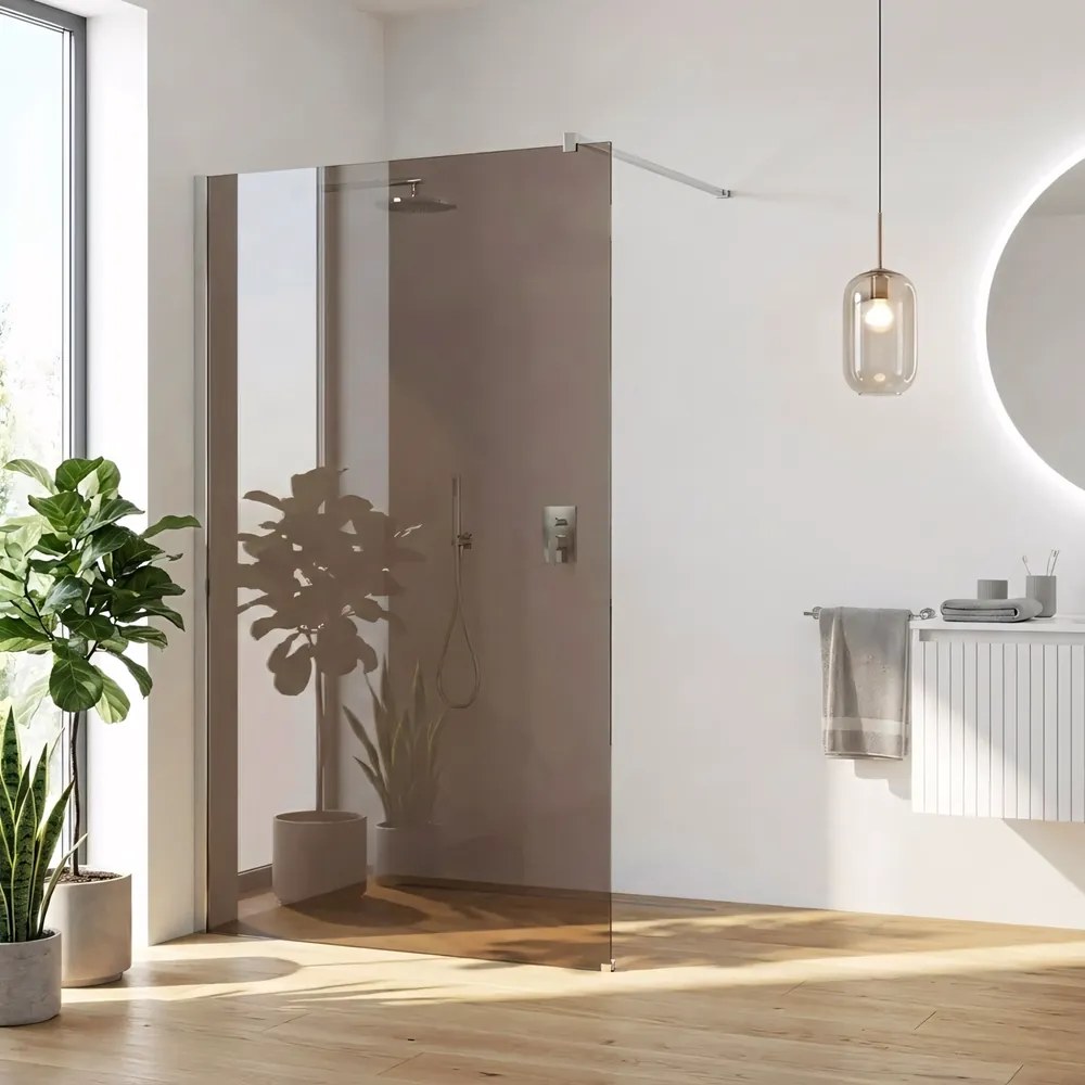 Paravan de dus fumuriu Rea Flexi Brown 130 cm crom