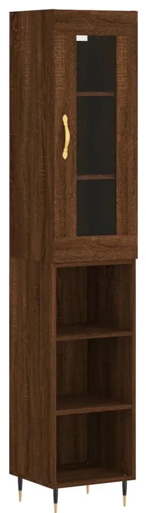 3199352 vidaXL Dulap înalt, stejar maro, 34,5x34x180 cm, lemn prelucrat
