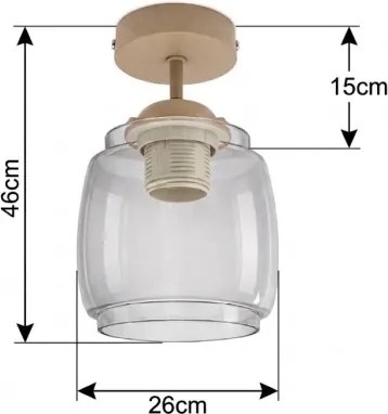 BRILAGI - LED lustră aplicată R GLASS 1xE27/60W/230V Ø 26 cm bej/gri fumuriu