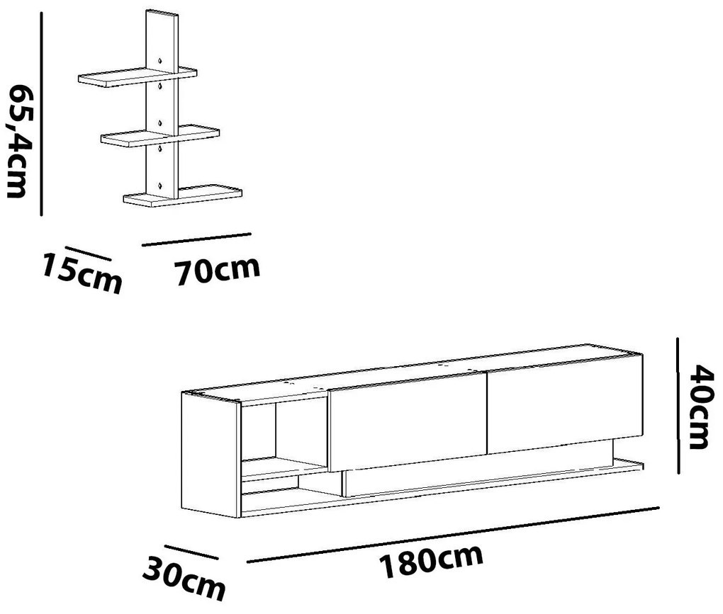 Mobilier living Lizelana (alb + teak). 1106620