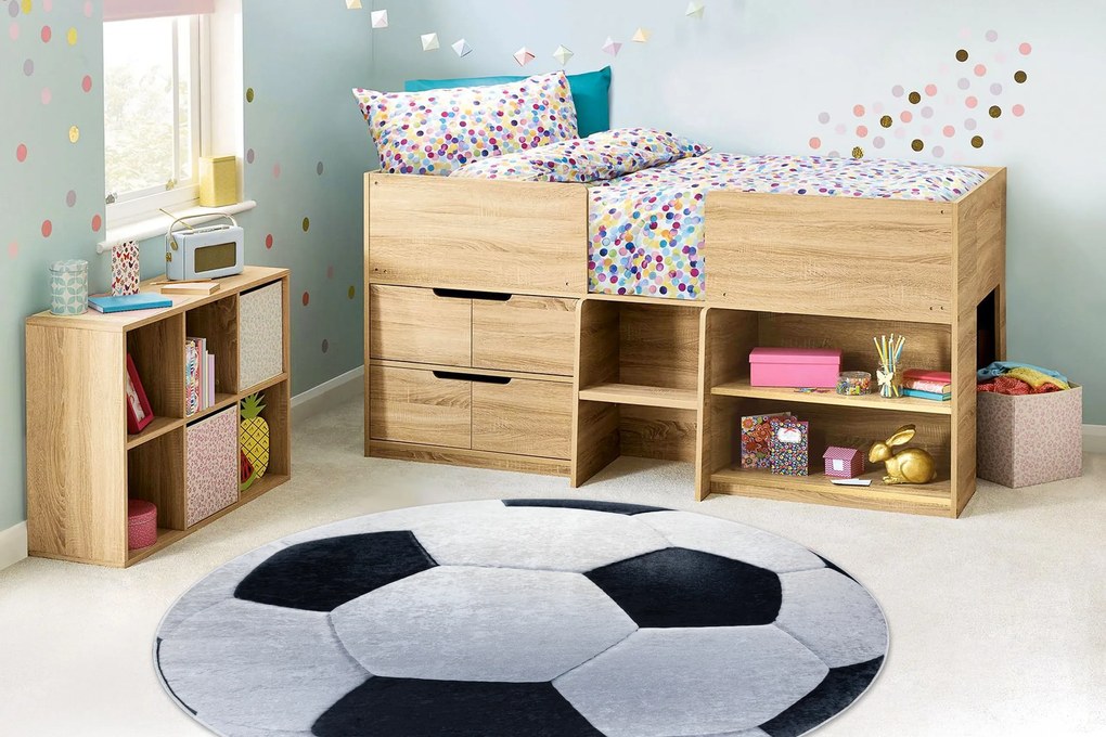 BAMBINO 2139 cerc covor lavabil - Fotbal pentru copii anti-alunecare - negru / alb - SECUNDAR-COTATI PRODUSUL