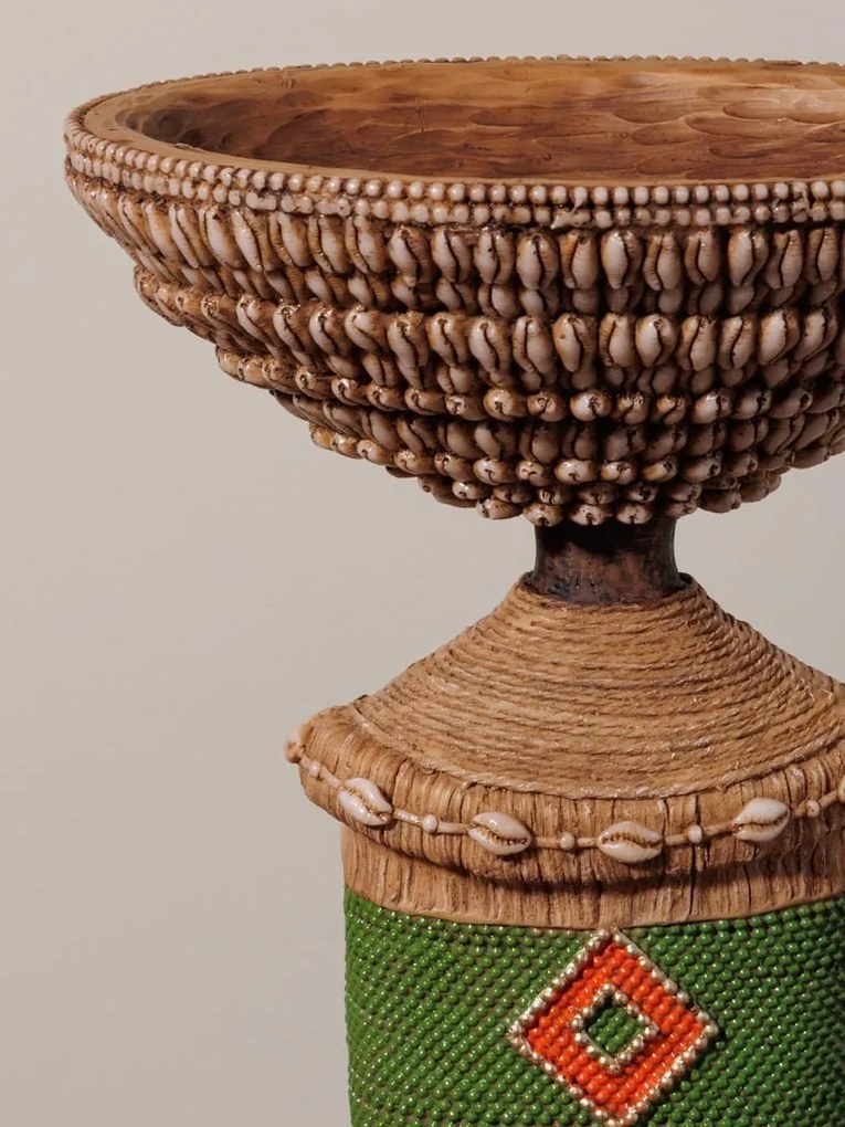 Decoratiune de masa, cu bol din rasina, H34cm, Africa