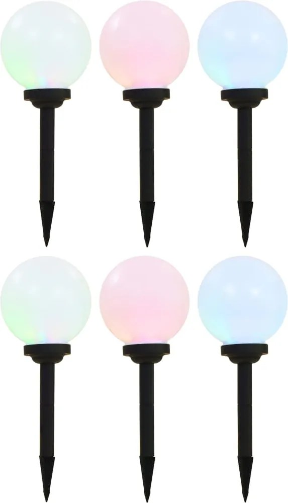 vidaXL Lămpi solare de exterior, 6 buc., 20 cm, RGB, sferic, LED