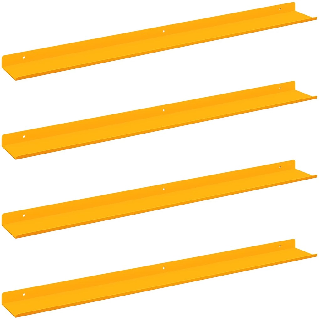 vidaXL Raft suspendat 4 pcs Galben muștar 80 x 9 x 2,5 cm Oțel
