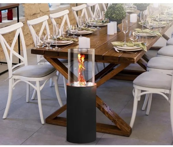 Șemineu pe bioetanol ROMA 26,5x80,5 cm 2kW negru + husă de protecție