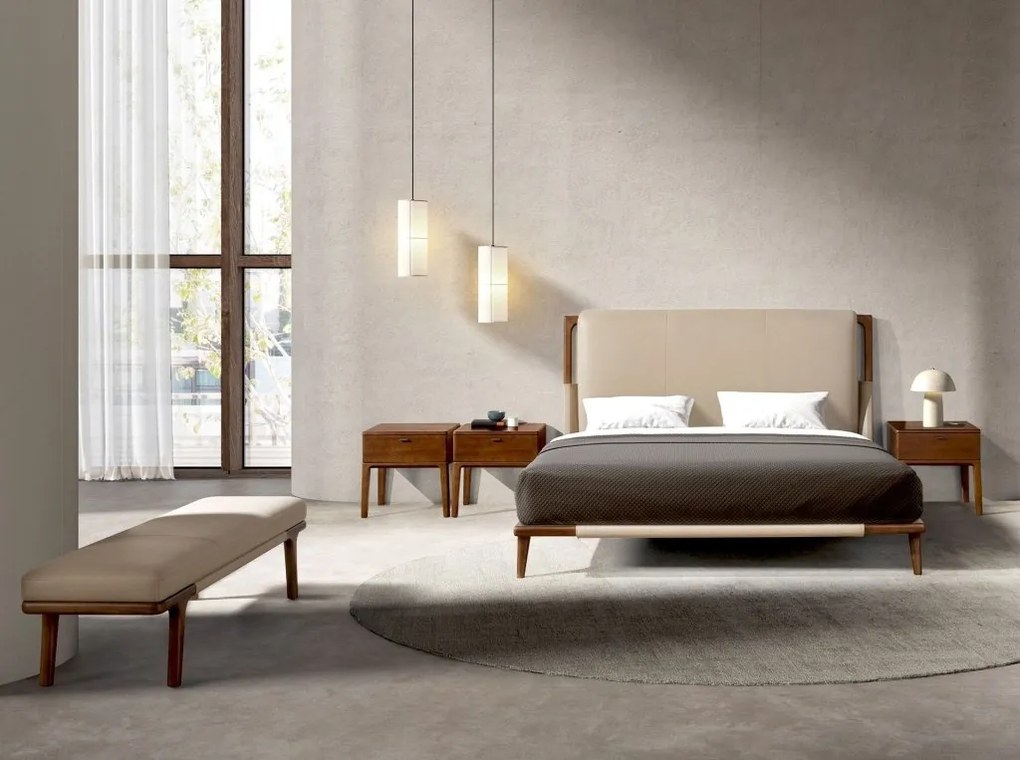 Bancheta din lemn si piele sintetica Mink