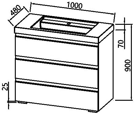 Set mobilier baie (masca stativa cu 3 sertare si lavoar) Kolpa San Harmony 100x48xH90, gri deschis