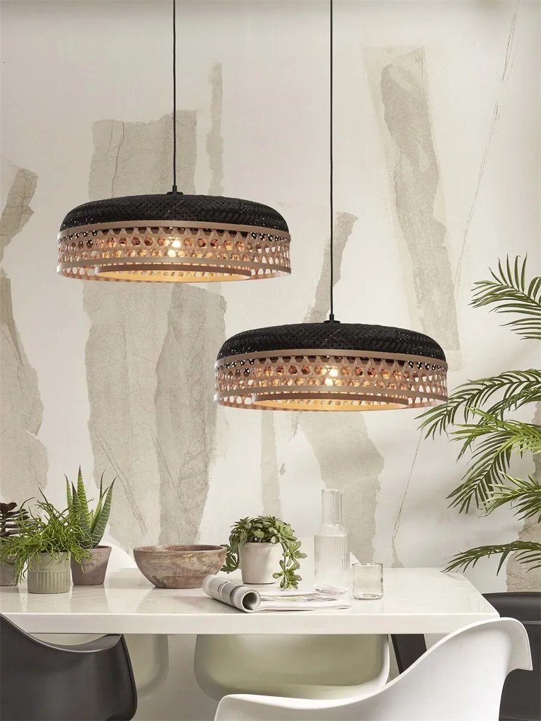 Lustra/Pendul eco din bambus Ubud double shade, bl/nat