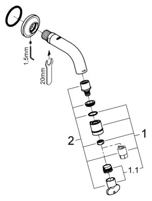 GROHE 20205000 - Ventil de perete UNIVERSAL, 106 mm, crom lucios