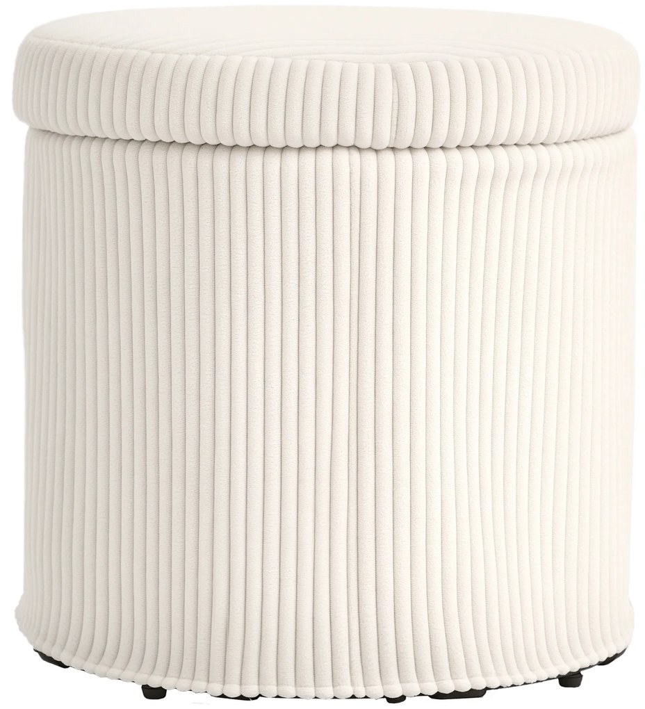 HOMCOM Pouf de depozitare 32 L, pouf pentru salon din catifea călită cu capac greutate maximă 120 kg, pentru hol, cameră, salon, bej | Aosom Romania