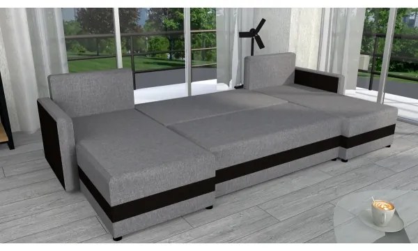 Colțar extensibil universal în U BRISTOL, tapițat, gri/negru