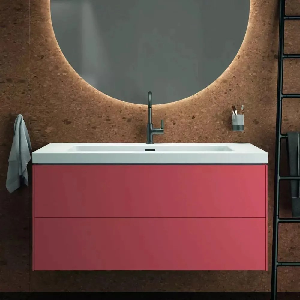 Dulap baza suspendat Ideal Standard Atelier Conca 2 sertare rosu - oranj 120 cm