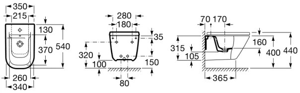 Bideu suspendat Roca The Gap Square A357475000