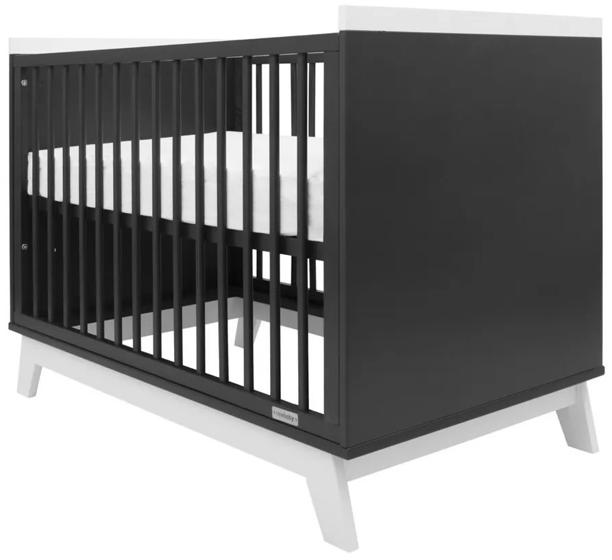 New Baby Crib Marcus, negru/alb