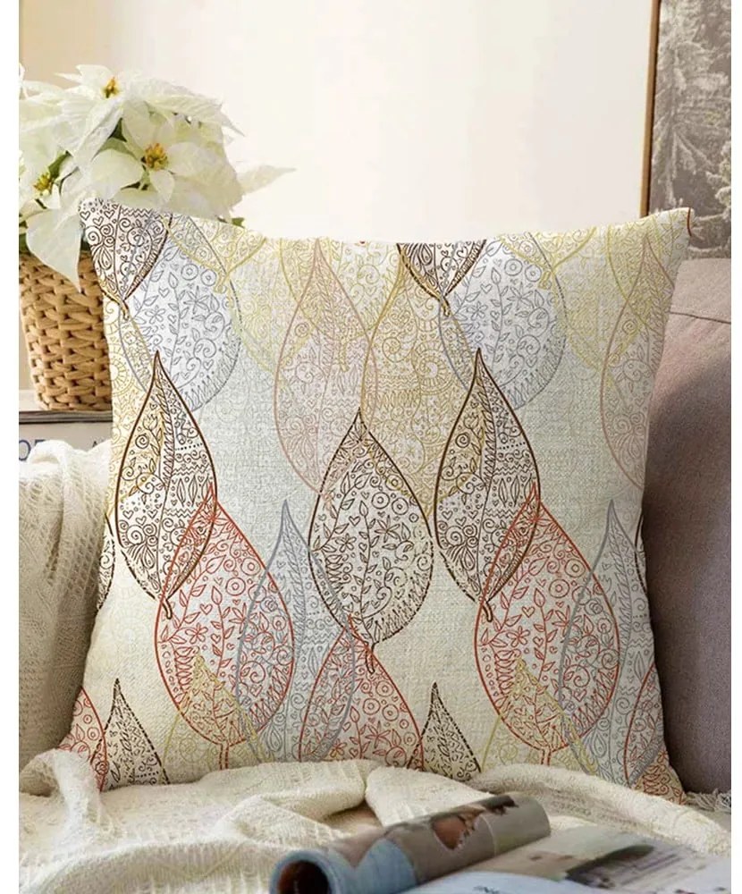 Față de pernă din amestec de bumbac Minimalist Cushion Covers Oriental Leaf, 55 x 55 cm