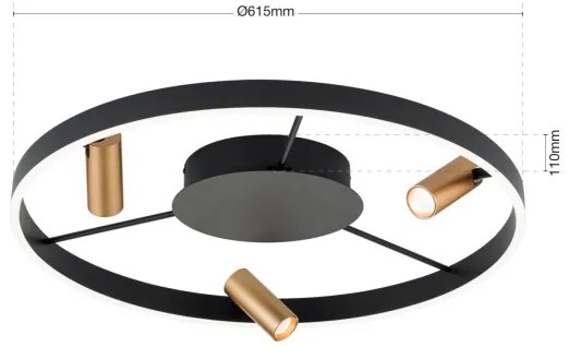 Orion DL 7-686/3-LED Plafonieră LED dimabilă BERLIN LED/50W/230V negru/auriu