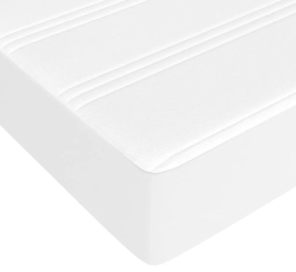 Pat box spring cu saltea, alb, 90x190 cm, piele ecologica Alb, 25 cm, 90 x 190 cm
