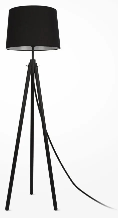 Lampadar, Lampa de podea cu trepied din lemn Calvin negru