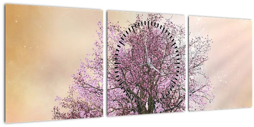 Tablou - Copacul înflorit în deal (cu ceas) (90x30 cm)