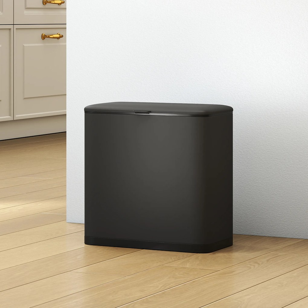 HOMCOM Pubelă 8 L cu Capac din Oțel Inoxidabil, Suspendată sau de Sine Stătătoare, 29,7x17,4x30 cm, Negru | Aosom Romania