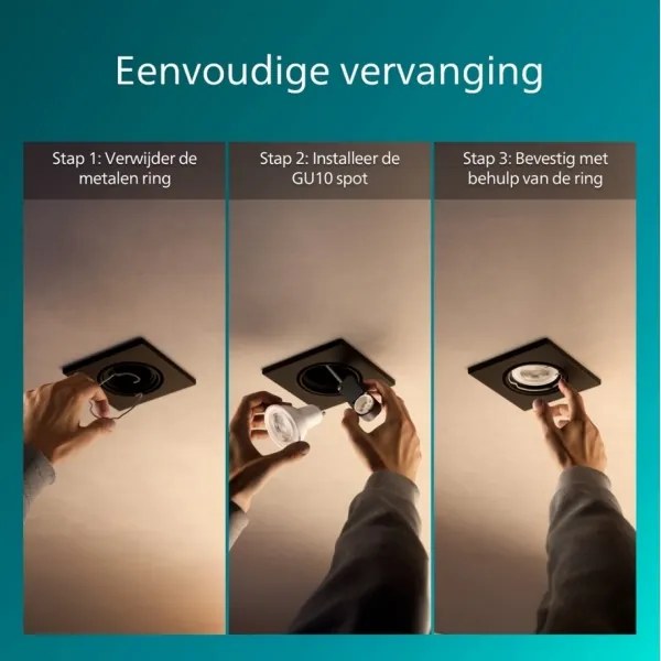 Philips - Set de 3 spoturi încastrate PERIDOT 1xGU10/7W/230V negru