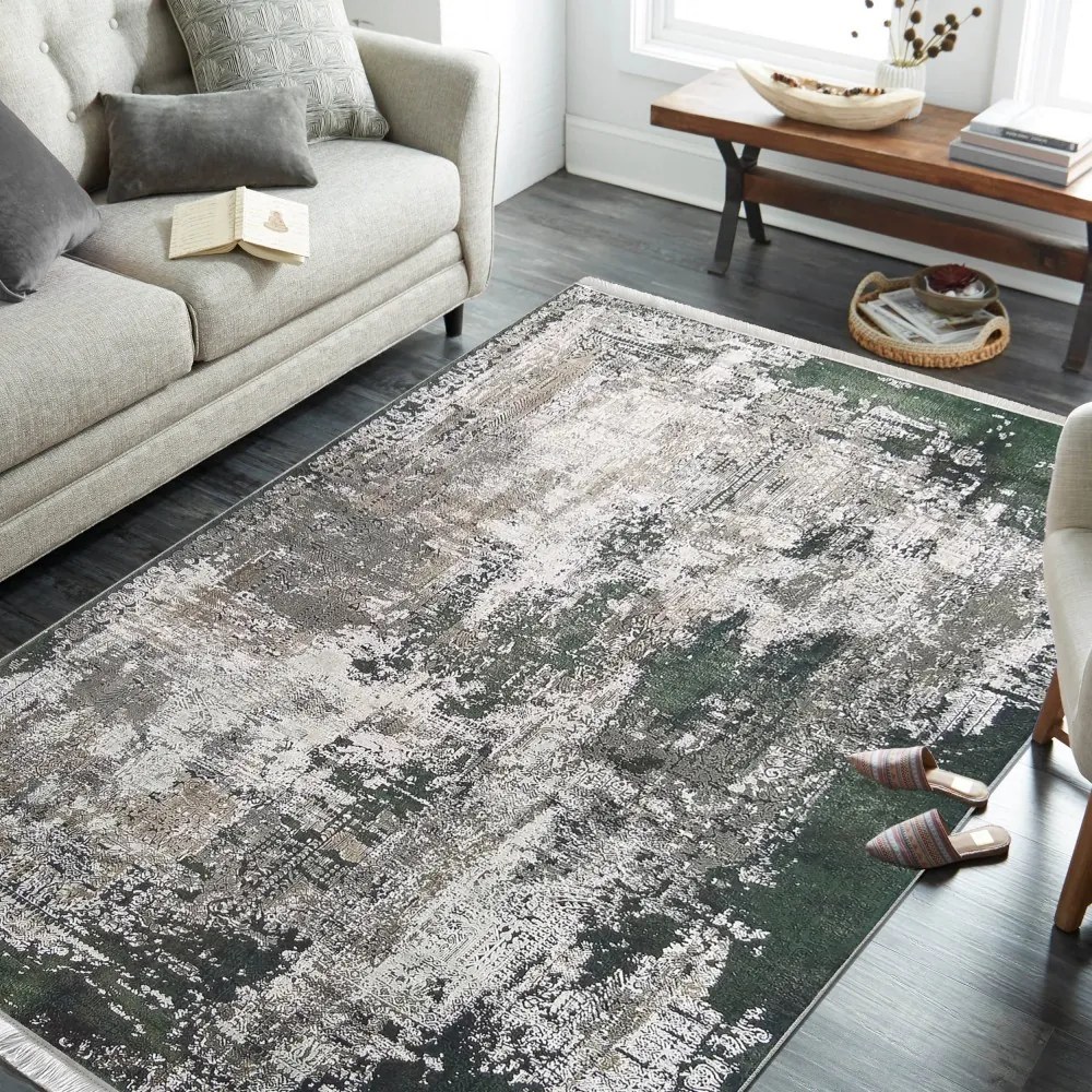 Covor vintage gri și verde Lăţime: 60 cm | Lungime: 100 cm