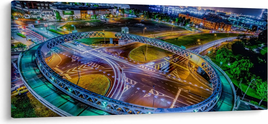 Tablou panorama orașului nocturn (120x50 cm)