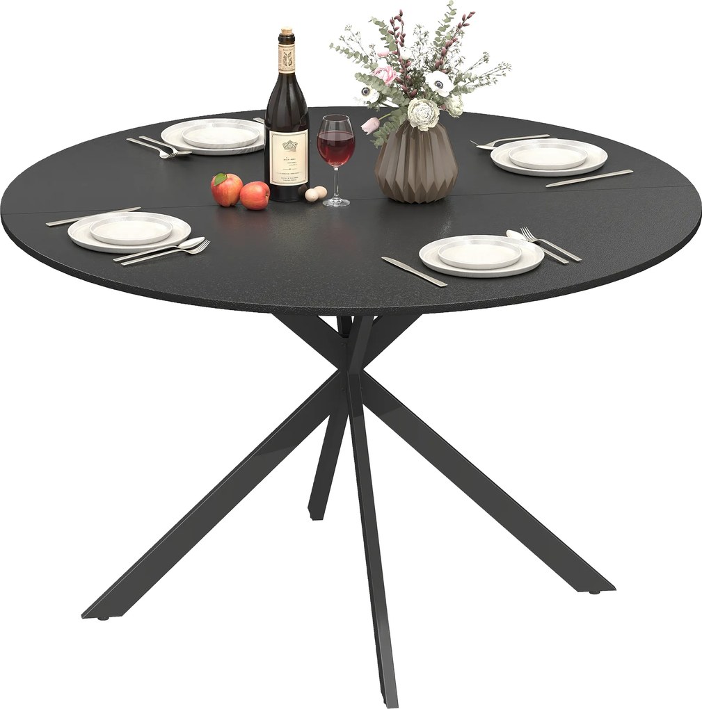 HOMCOM Masă rotundă pentru 4 persoane, masă de bucătărie în stil industrial cu picioare din oțel, pentru sufragerie, bucătărie, negru | Aosom Romania