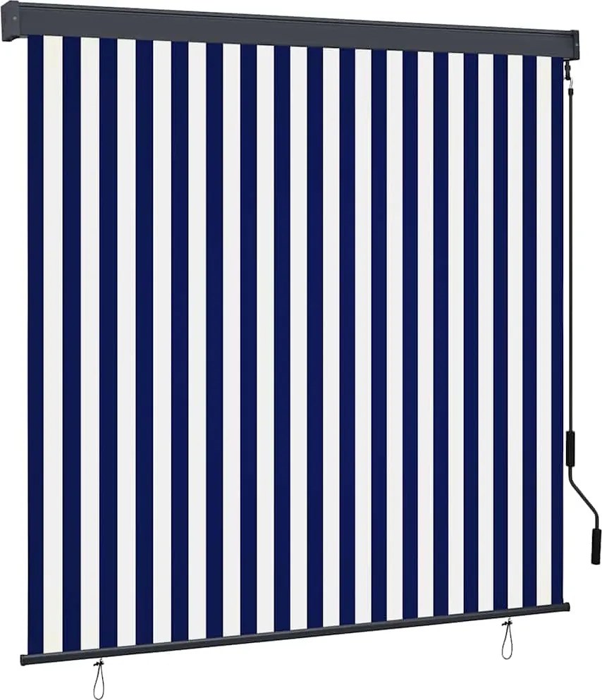 vidaXL Rulou textil Albastru și Alb 180 x 250 cm Țesătură și Aluminiu