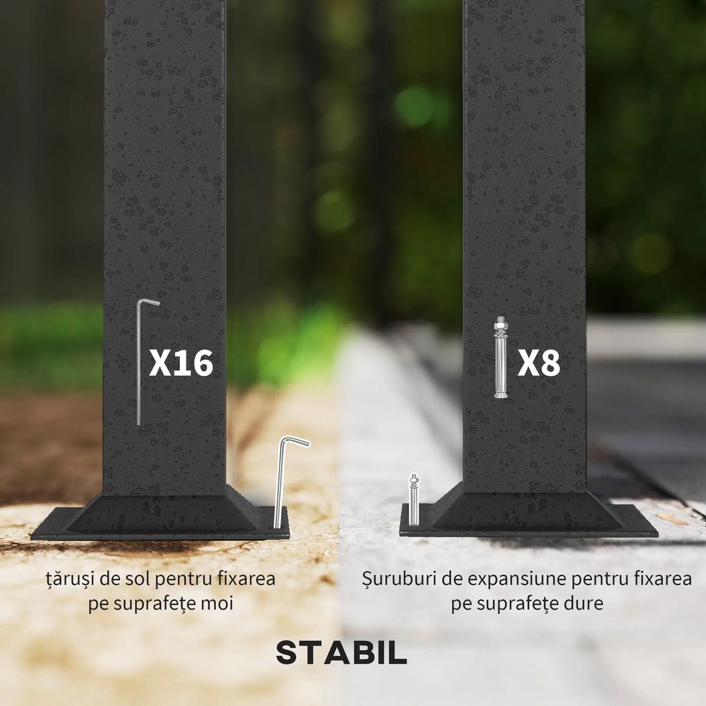 Outsunny Pavilion de Grădină cu Perdele, Plasă, Acoperiș Ventilat și Cadru Metalic Galvanizat, 395x330x294 cm, Gri | Aosom Romania